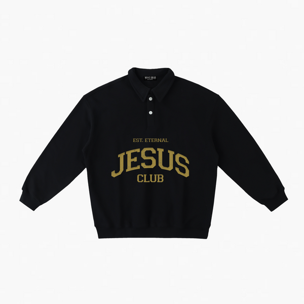 JESUS CLUB POLO-COLLAR SWEATSHIRT